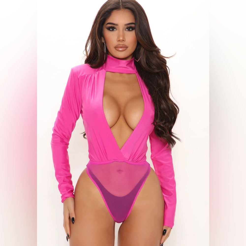 Unbothered Behavior Bodysuit - Fuchsia